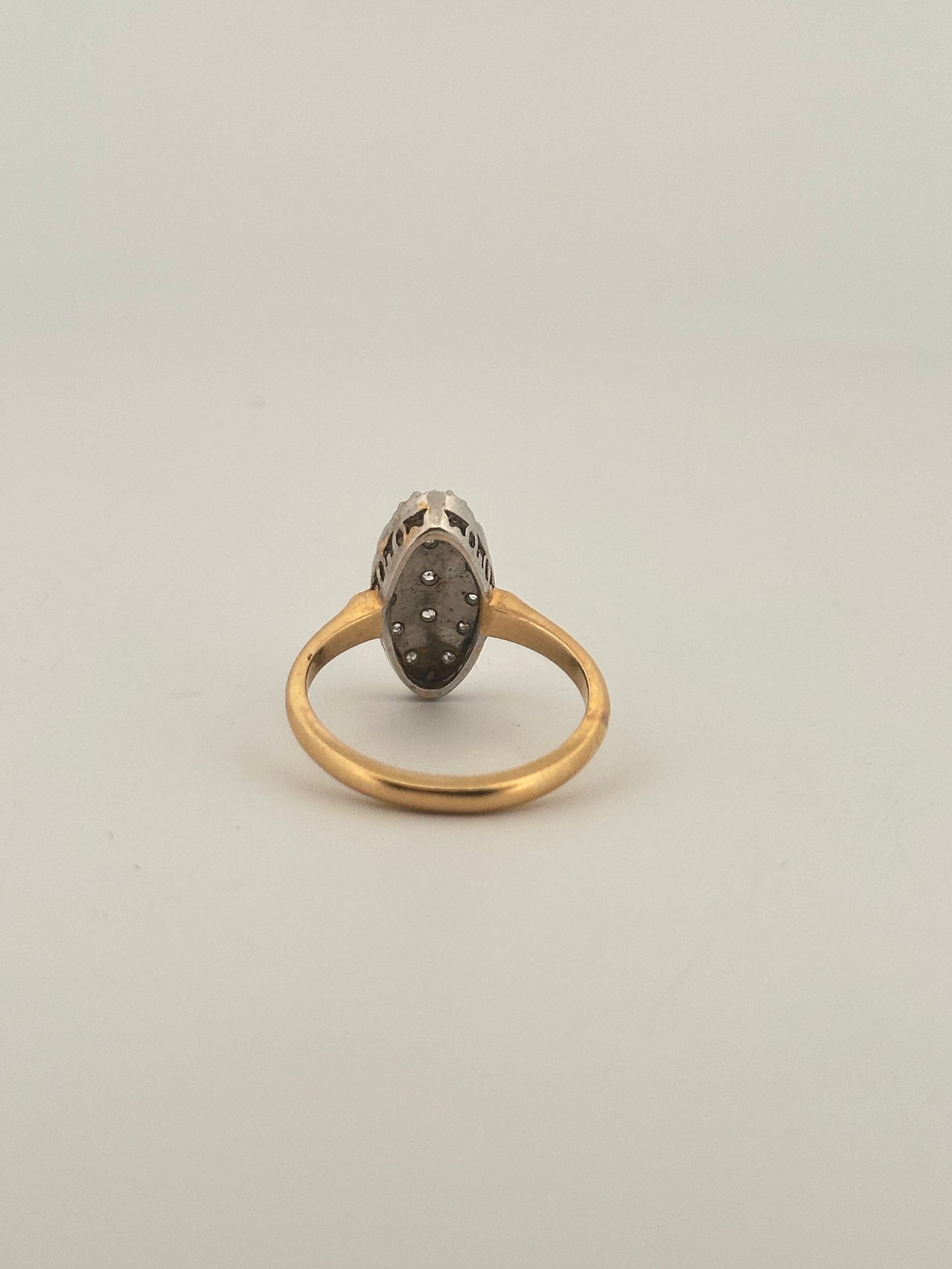 Antique Victorian natural diamond navette ring in 14k gold