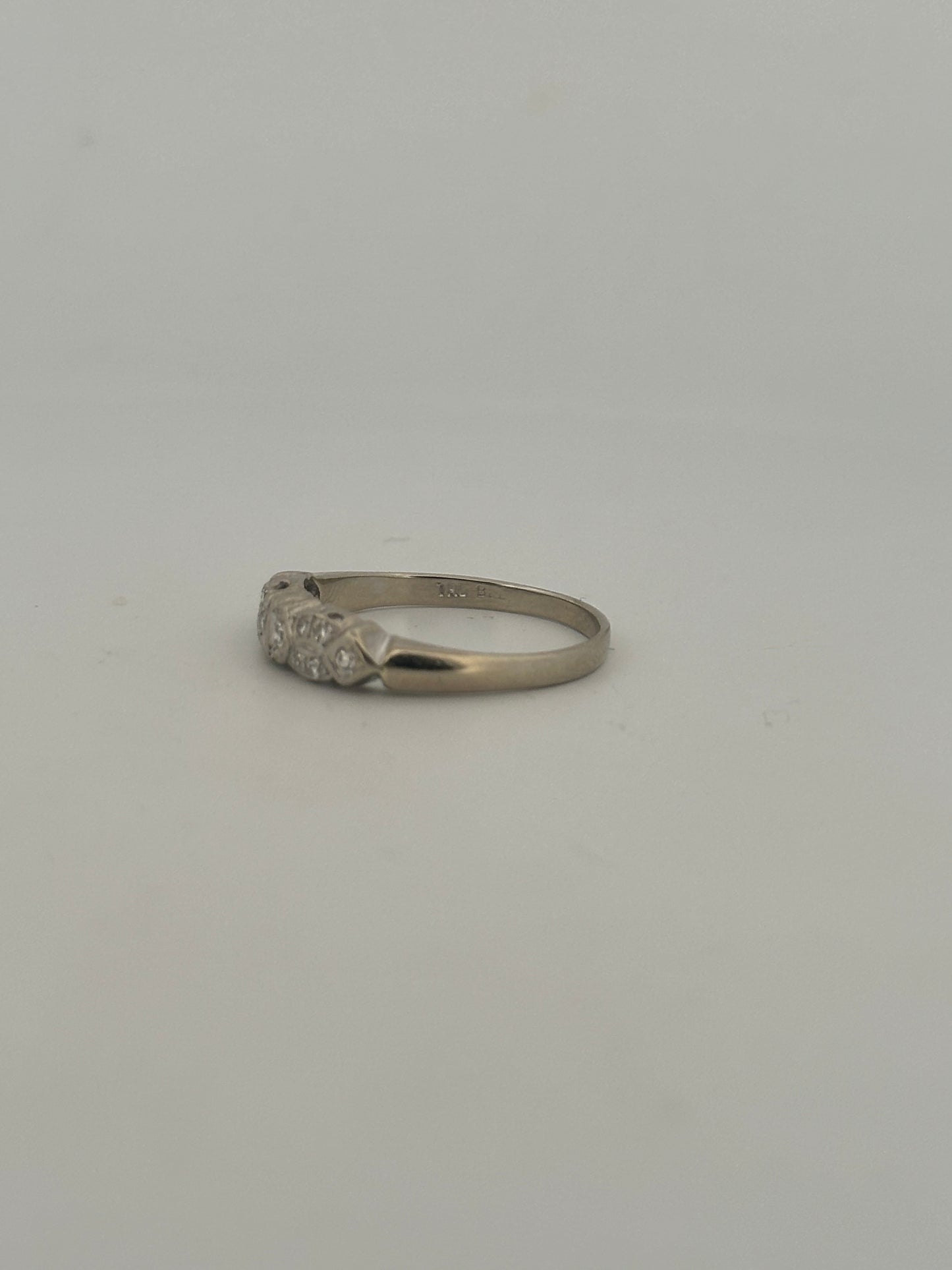 Vintage natural diamond stacker band in 14k white gold circa 1940s