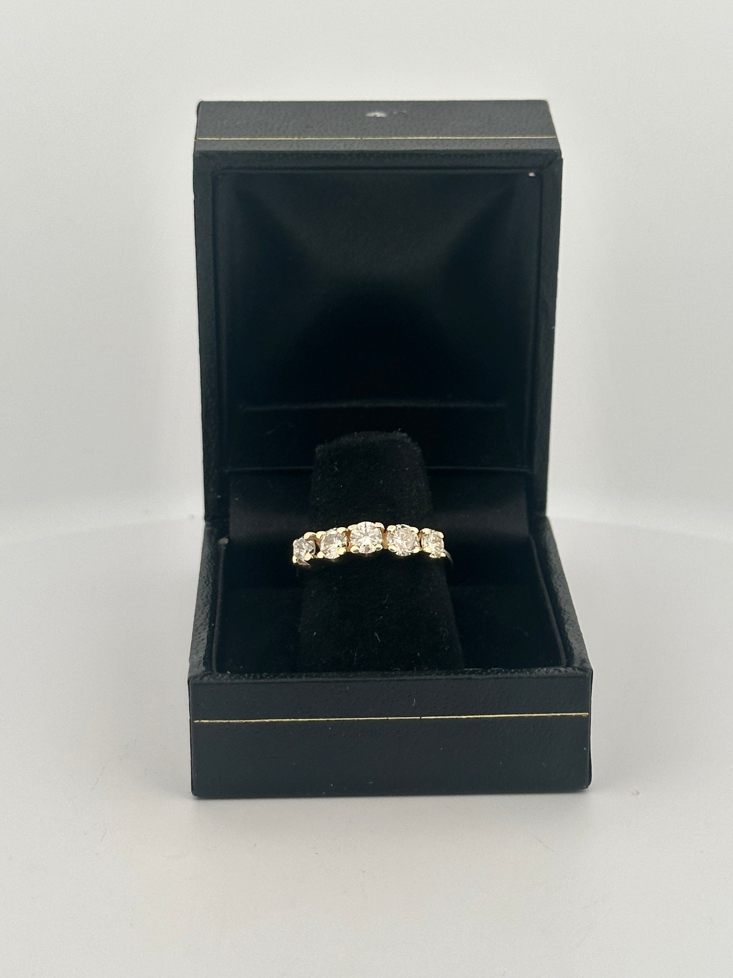 Vintage brilliant cut natural diamond stacker in 14k yellow gold