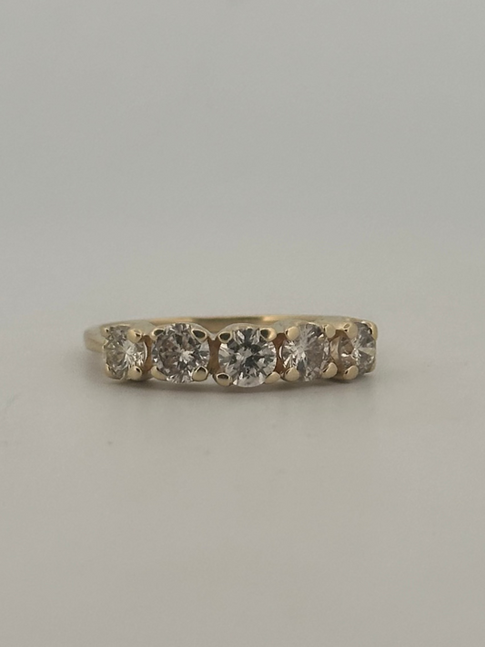 Vintage brilliant cut natural diamond stacker in 14k yellow gold
