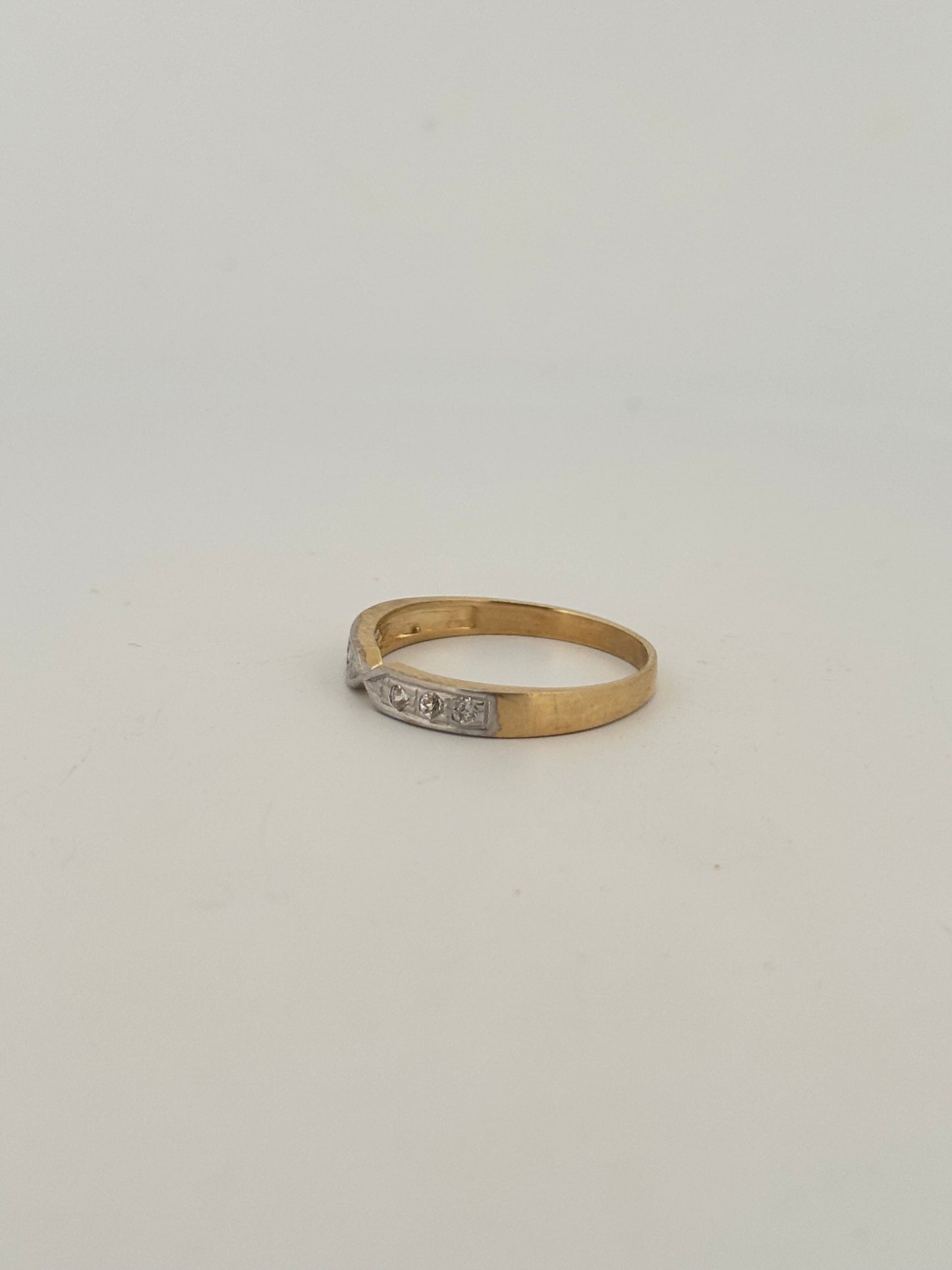 Vintage natural Diamond stacker in 14k yellow gold circa 1960s