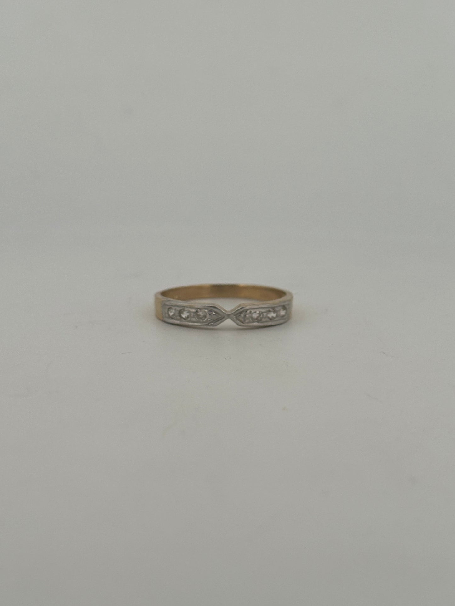 Vintage natural Diamond stacker in 14k yellow gold circa 1960s