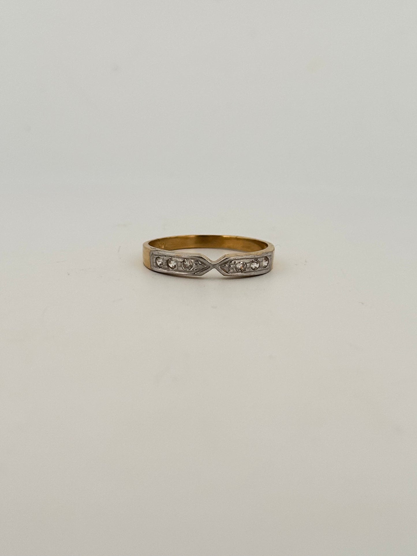 Vintage natural Diamond stacker in 14k yellow gold circa 1960s