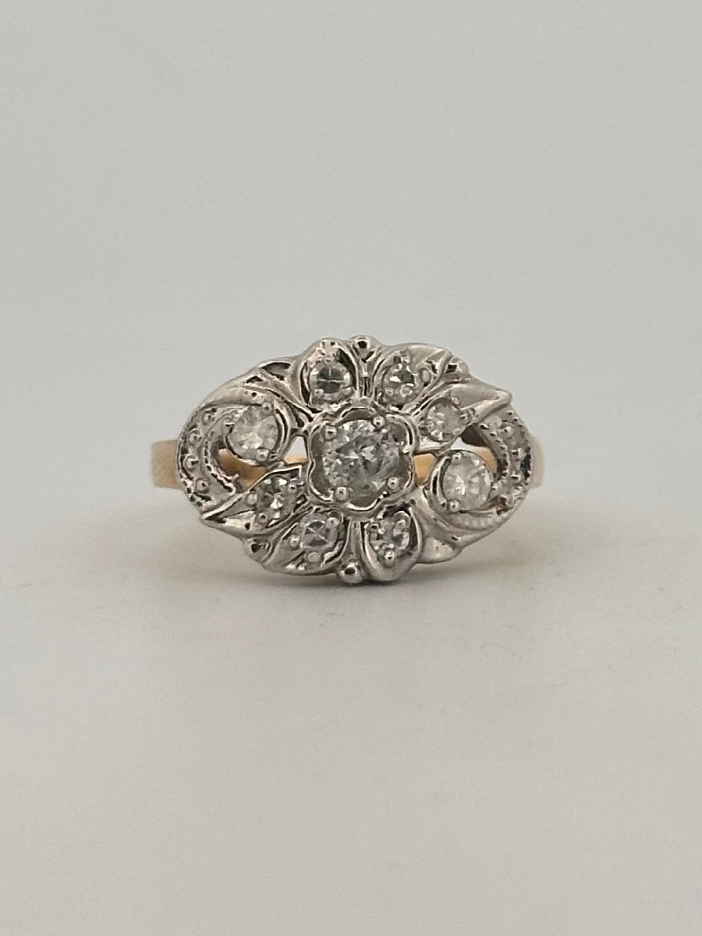 Antique natural diamond dinner ring in 14k gold