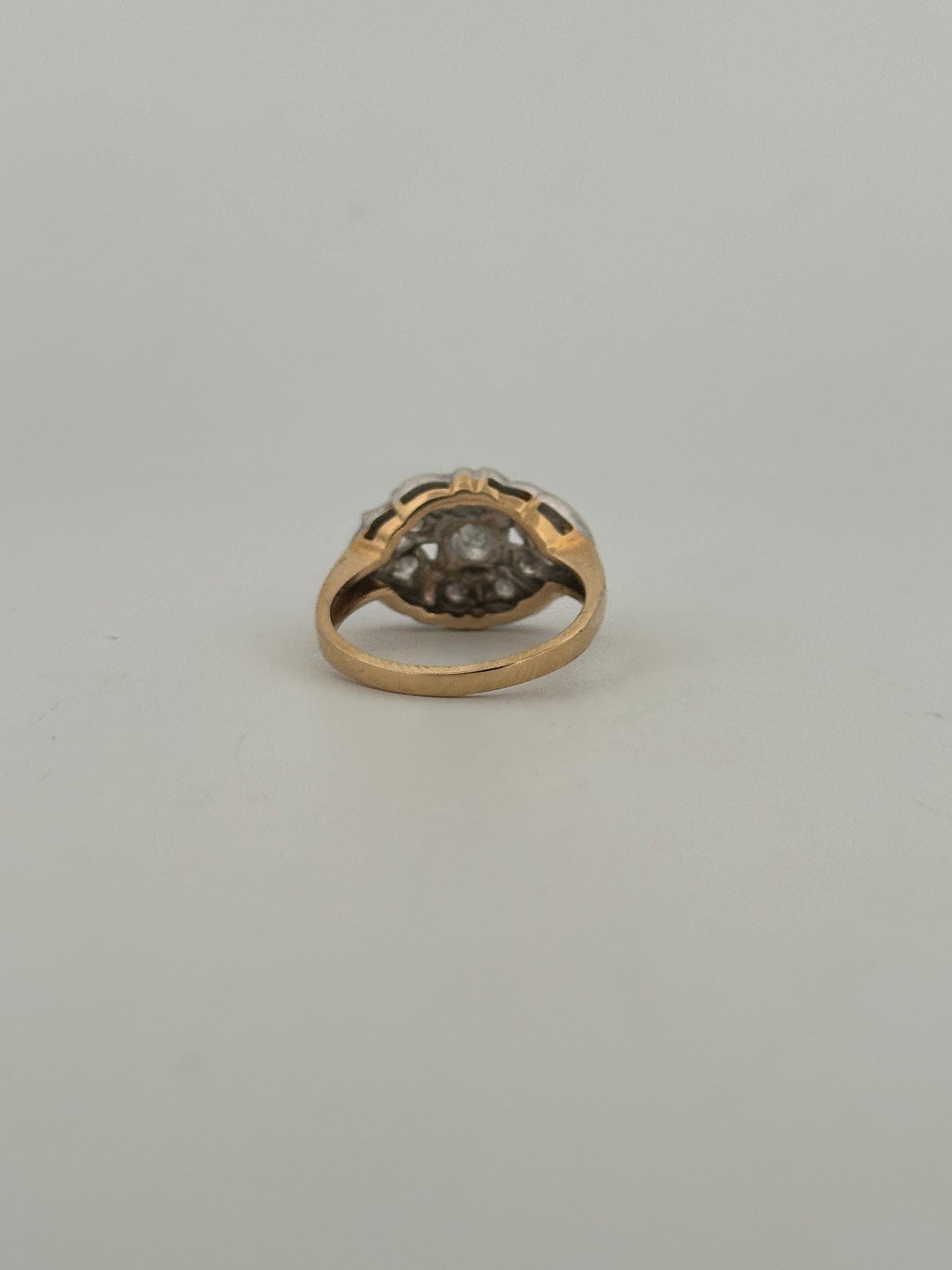 Antique natural diamond dinner ring in 14k gold