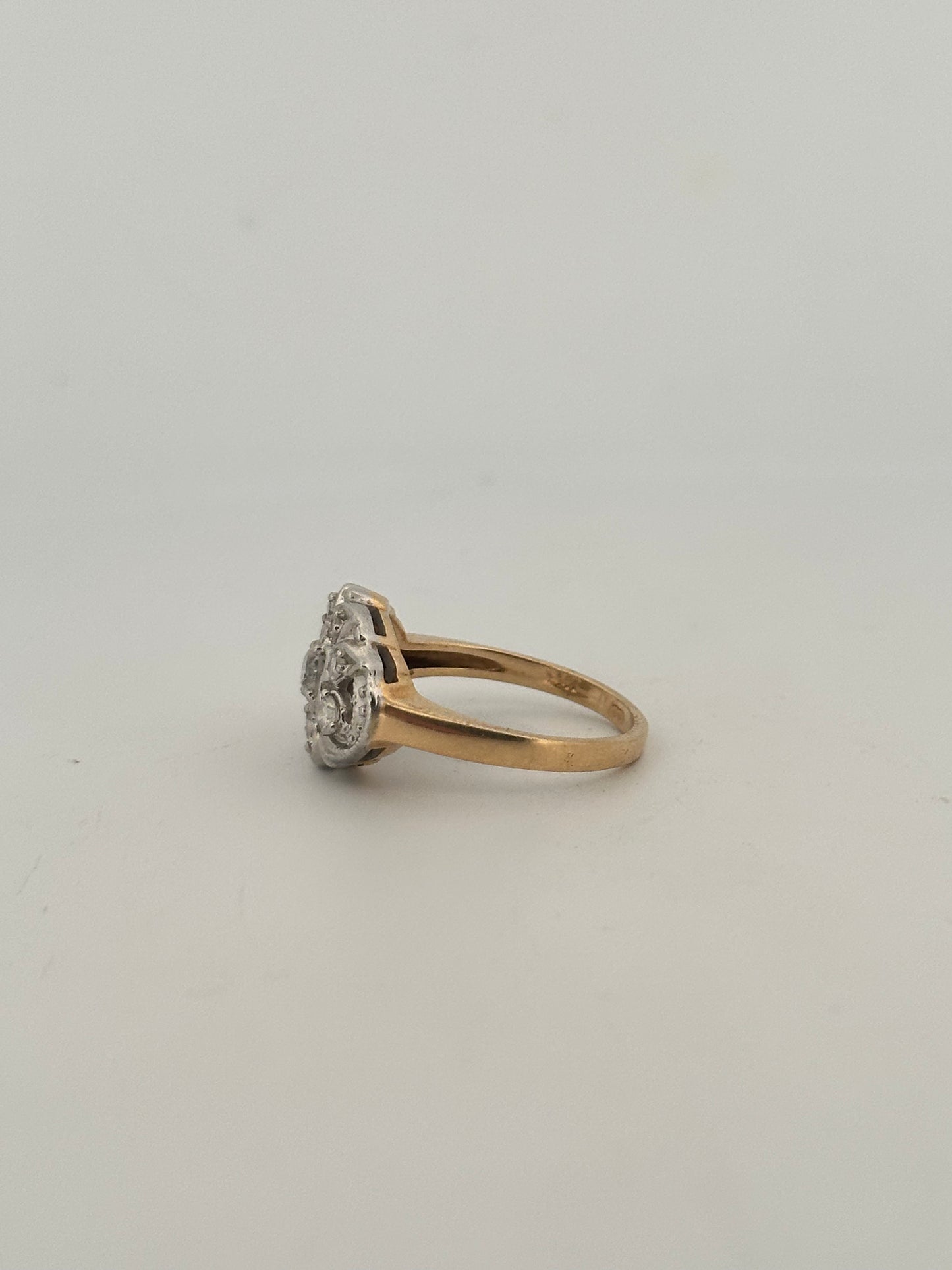 Antique natural diamond dinner ring in 14k gold