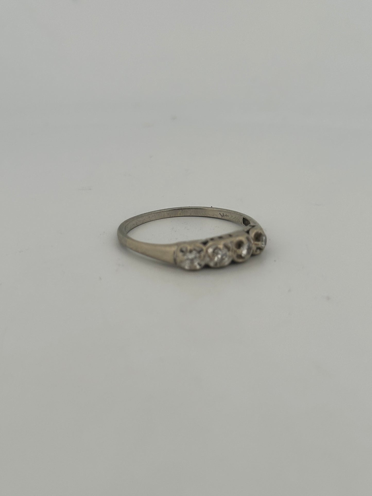 Vintage natural diamond half eternity stacker band in 14k white gold circa 1940s