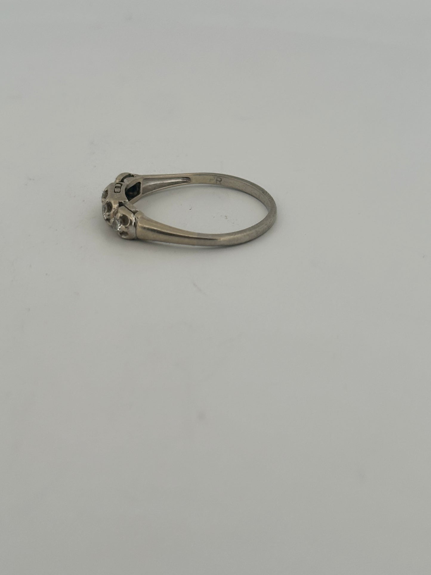 Vintage natural diamond half eternity stacker band in 14k white gold circa 1940s