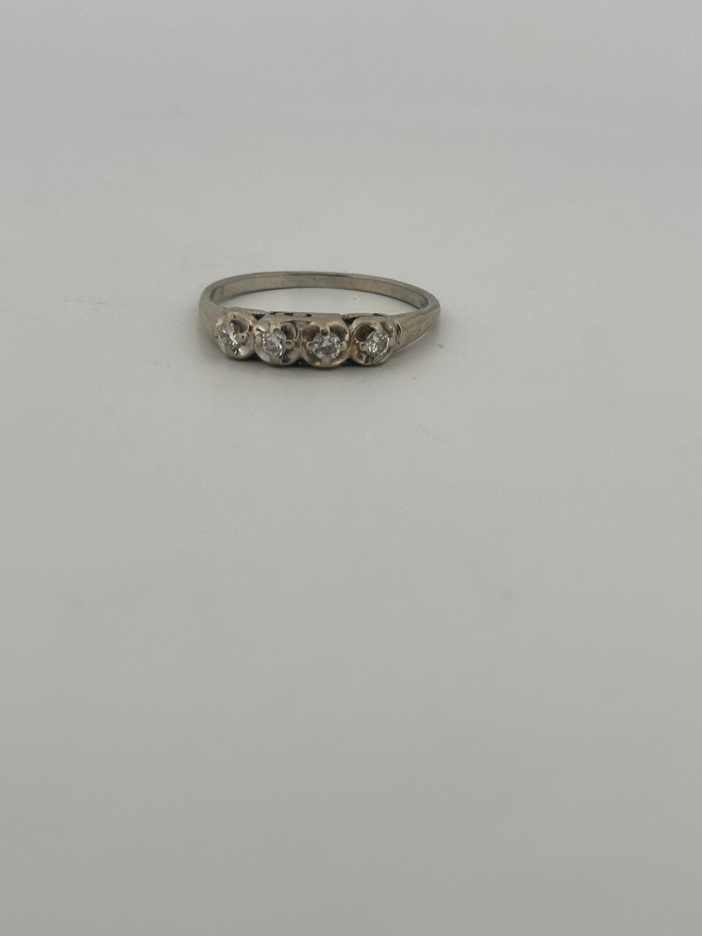 Vintage natural diamond half eternity stacker band in 14k white gold circa 1940s