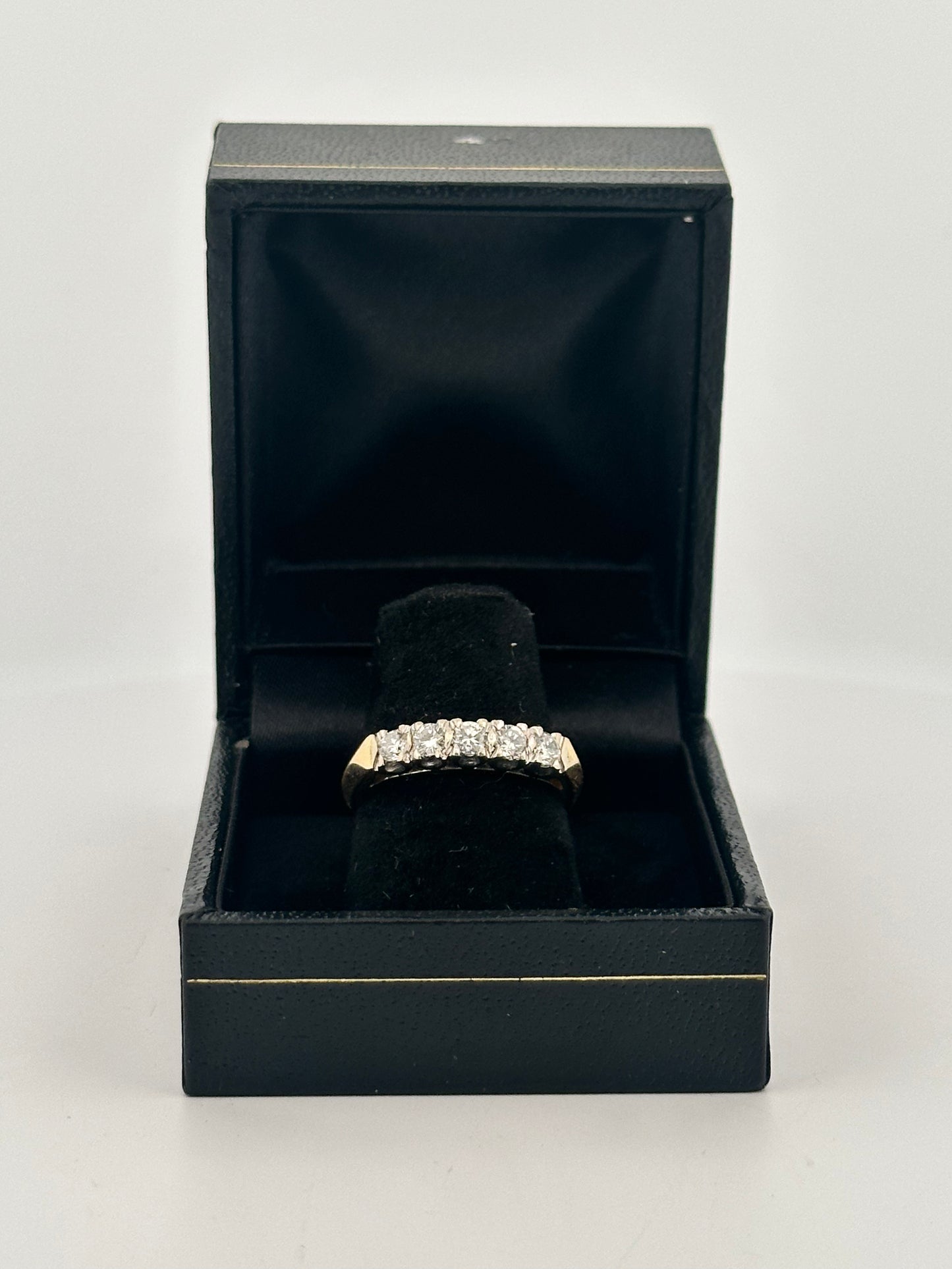 Vintage natural diamond half eternity stacker band circa 1950s in 14k gold