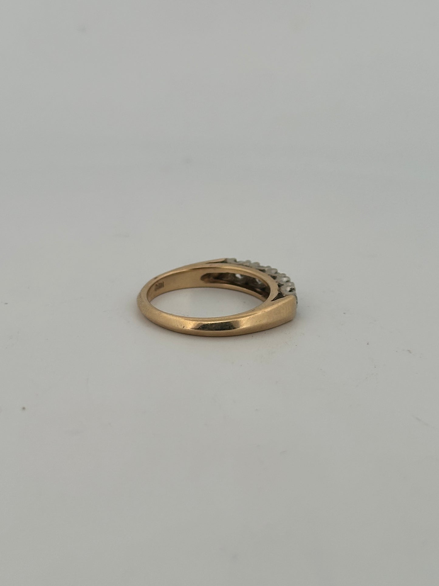 Vintage natural diamond half eternity stacker band circa 1950s in 14k gold