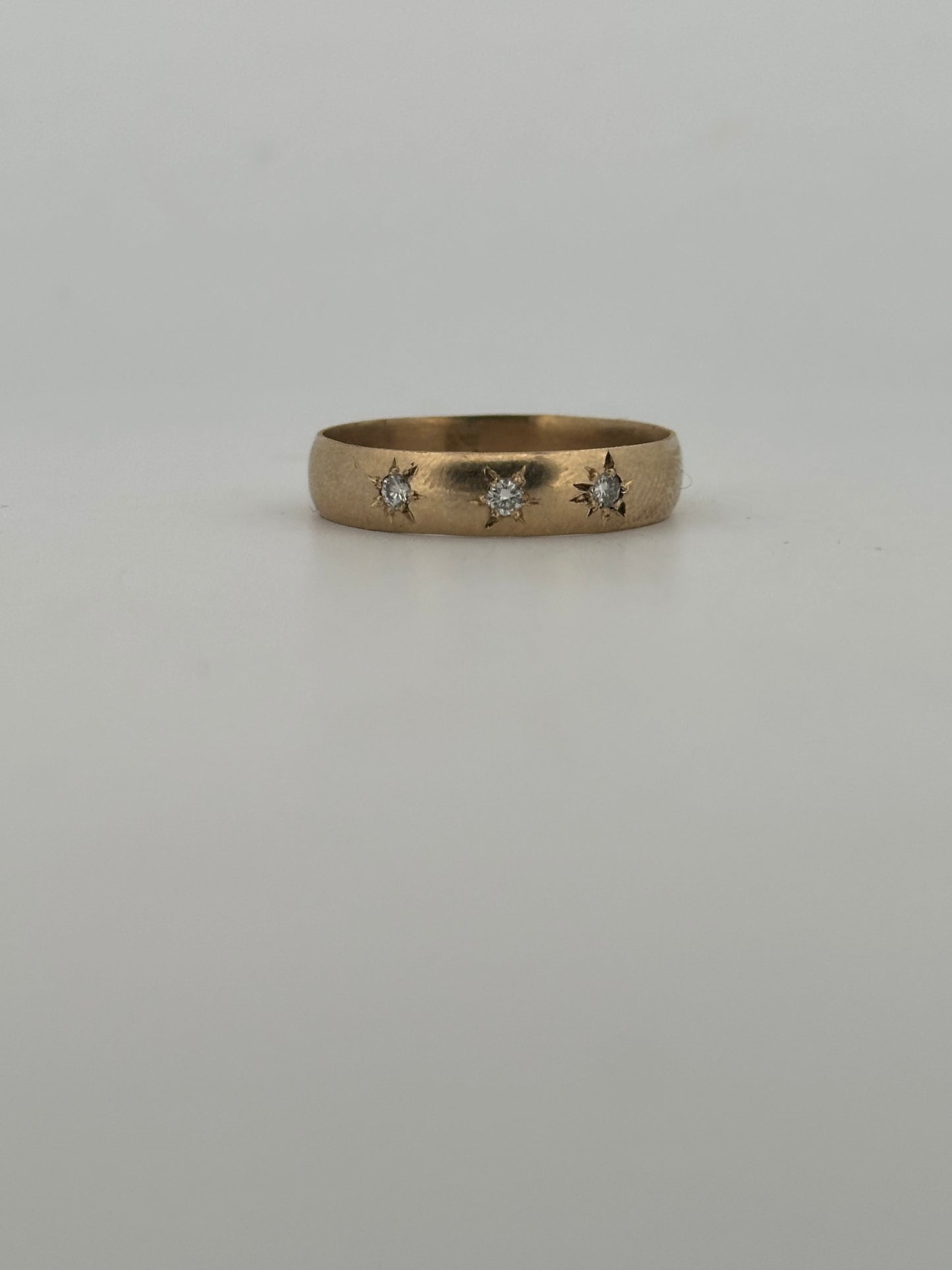 Antique Victorian Gypsy ring with natural diamonds in 14k yellow gold