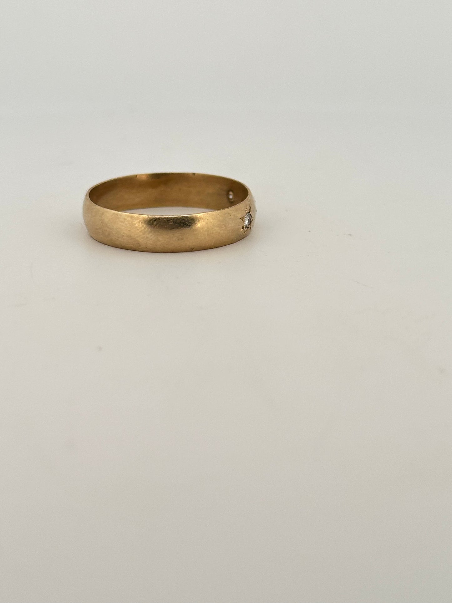 Antique Victorian Gypsy ring with natural diamonds in 14k yellow gold