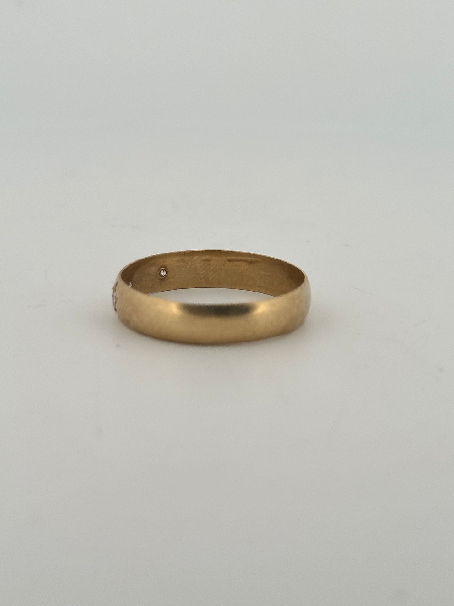 Antique Victorian Gypsy ring with natural diamonds in 14k yellow gold