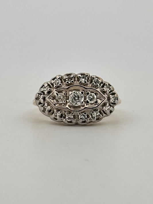 Vintage natural diamond dinner ring in 14k gold circa 1930s