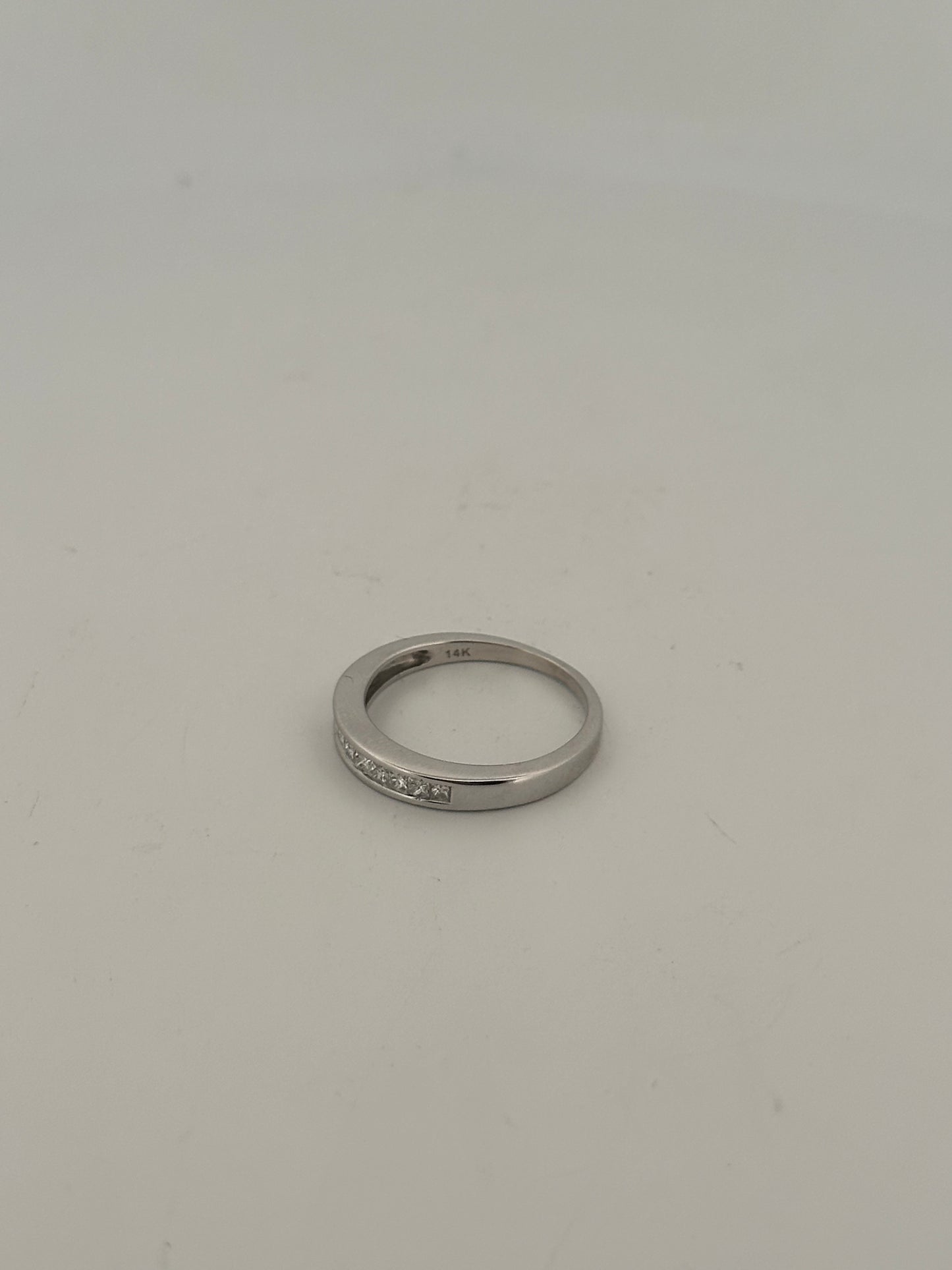 Natural princess cut diamond half eternity band in 14k white gold