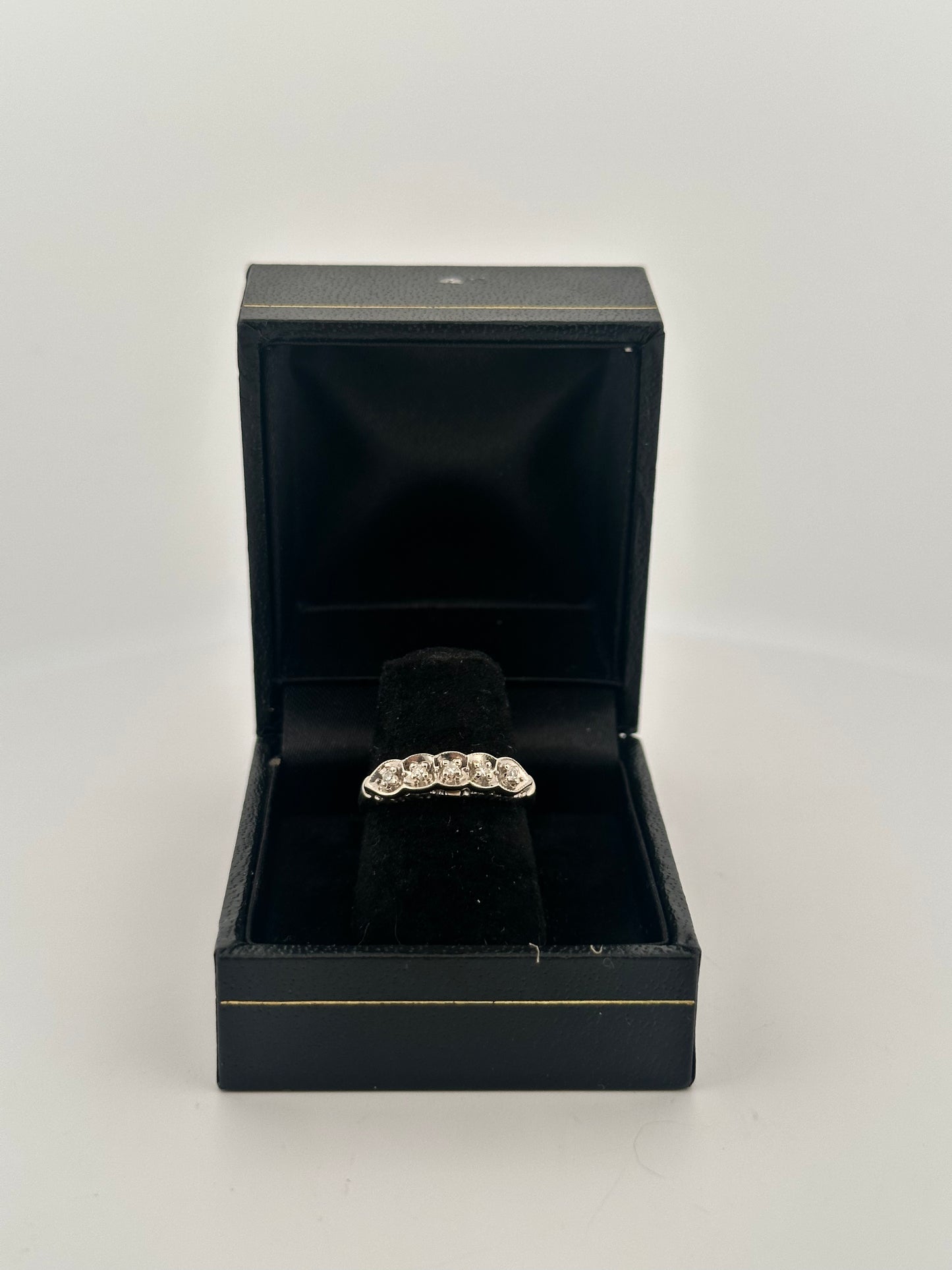 Natural diamond half eternity stacker band in 14k white gold