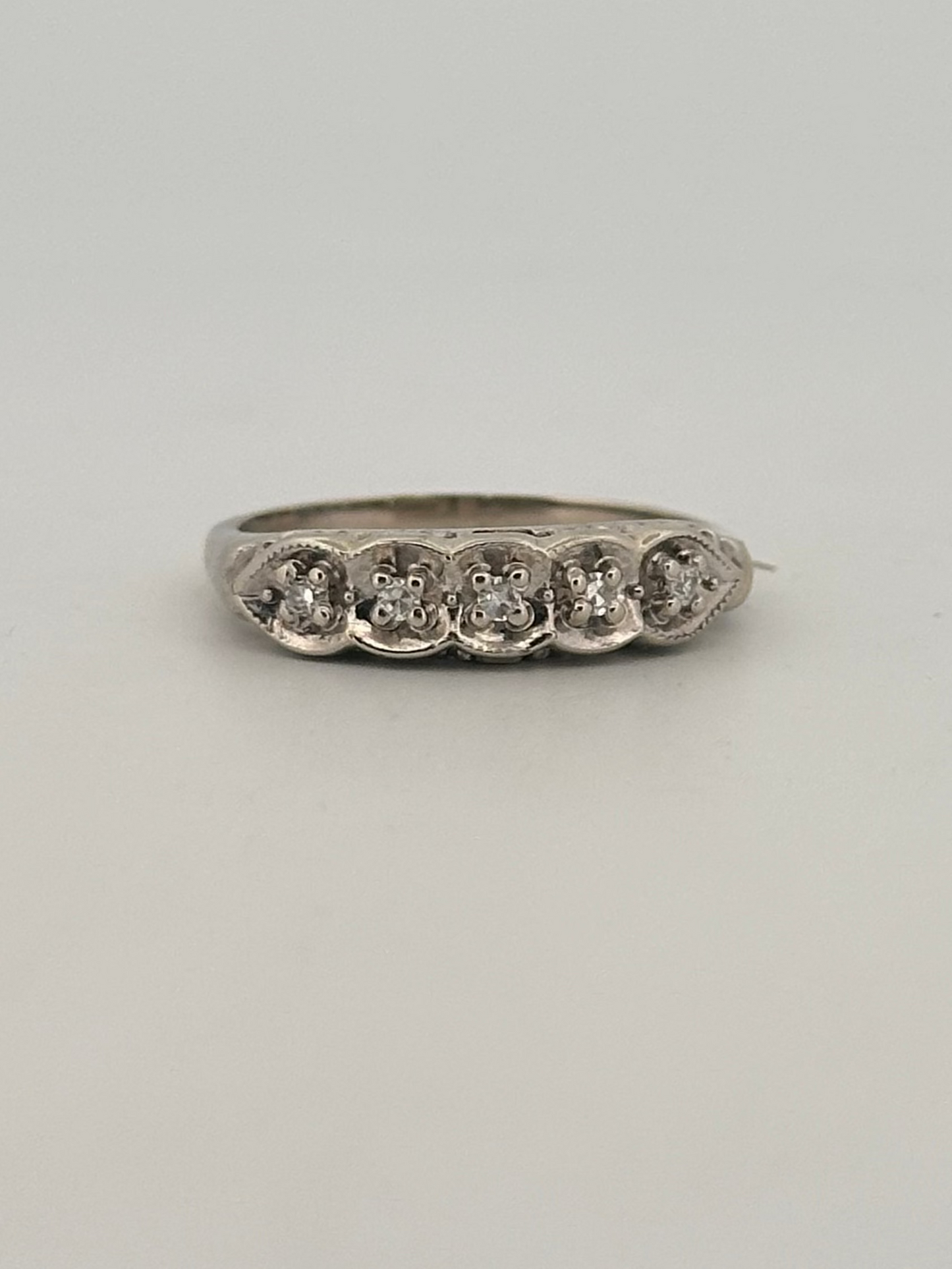 Natural diamond half eternity stacker band in 14k white gold