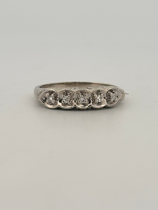 Natural diamond half eternity stacker band in 14k white gold