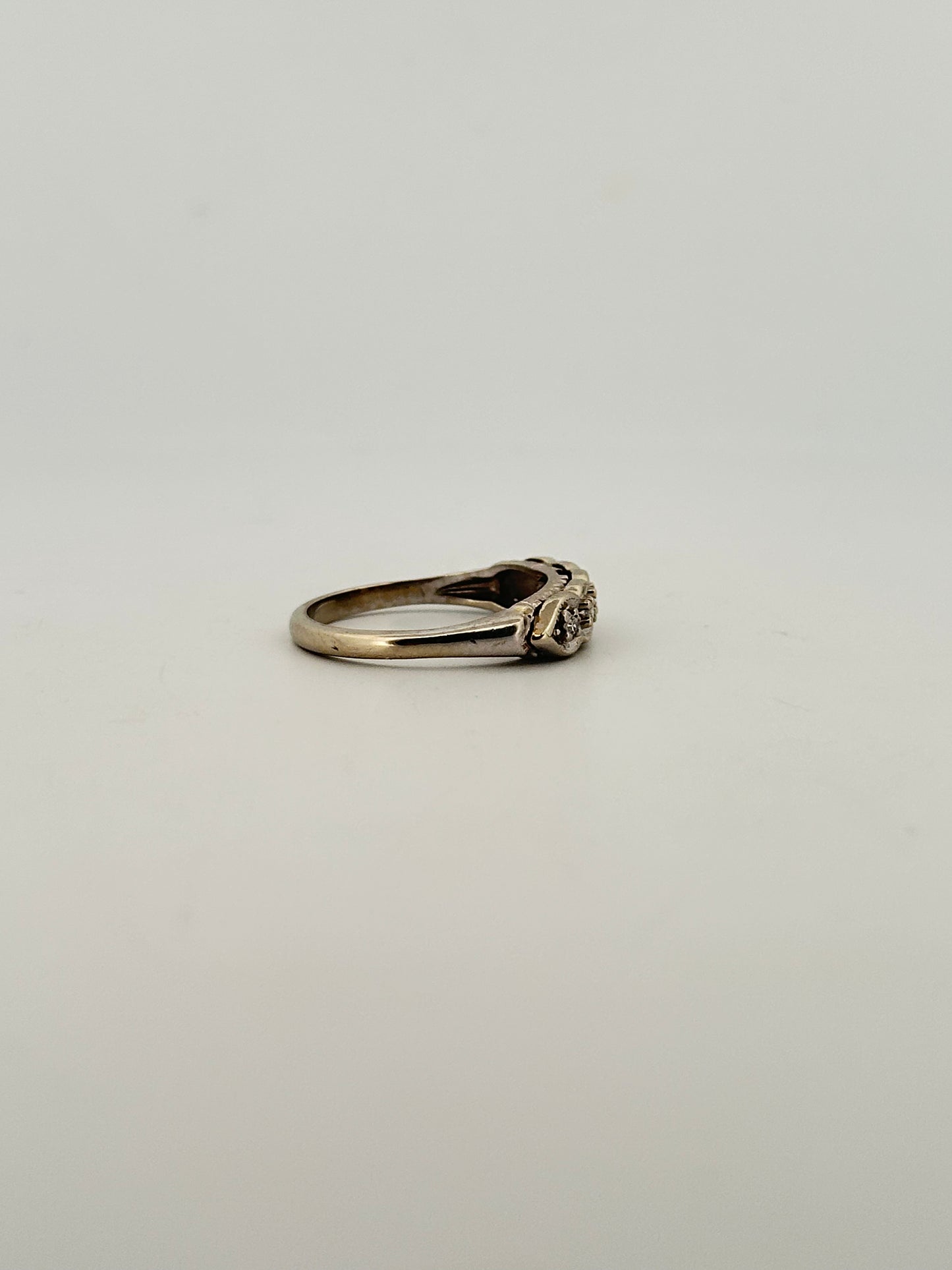 Natural diamond half eternity stacker band in 14k white gold