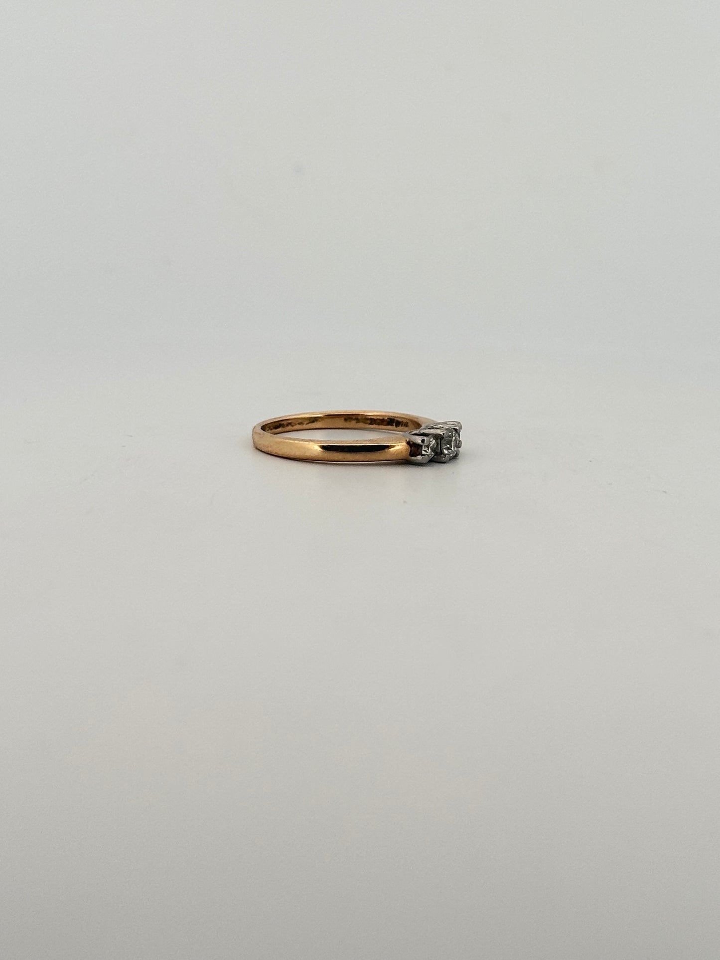 Vintage natural diamond trilogy stacker in 14k yellow gold