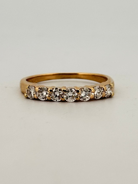 Vintage natural diamond half eternity band stacker in 14k yellow gold