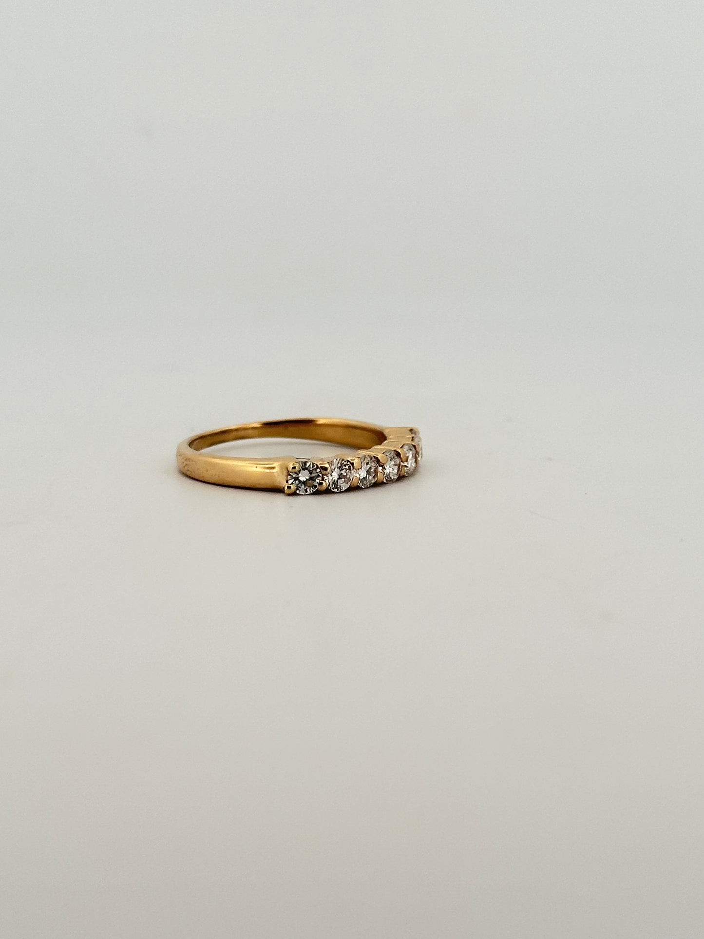 Vintage natural diamond half eternity band stacker in 14k yellow gold