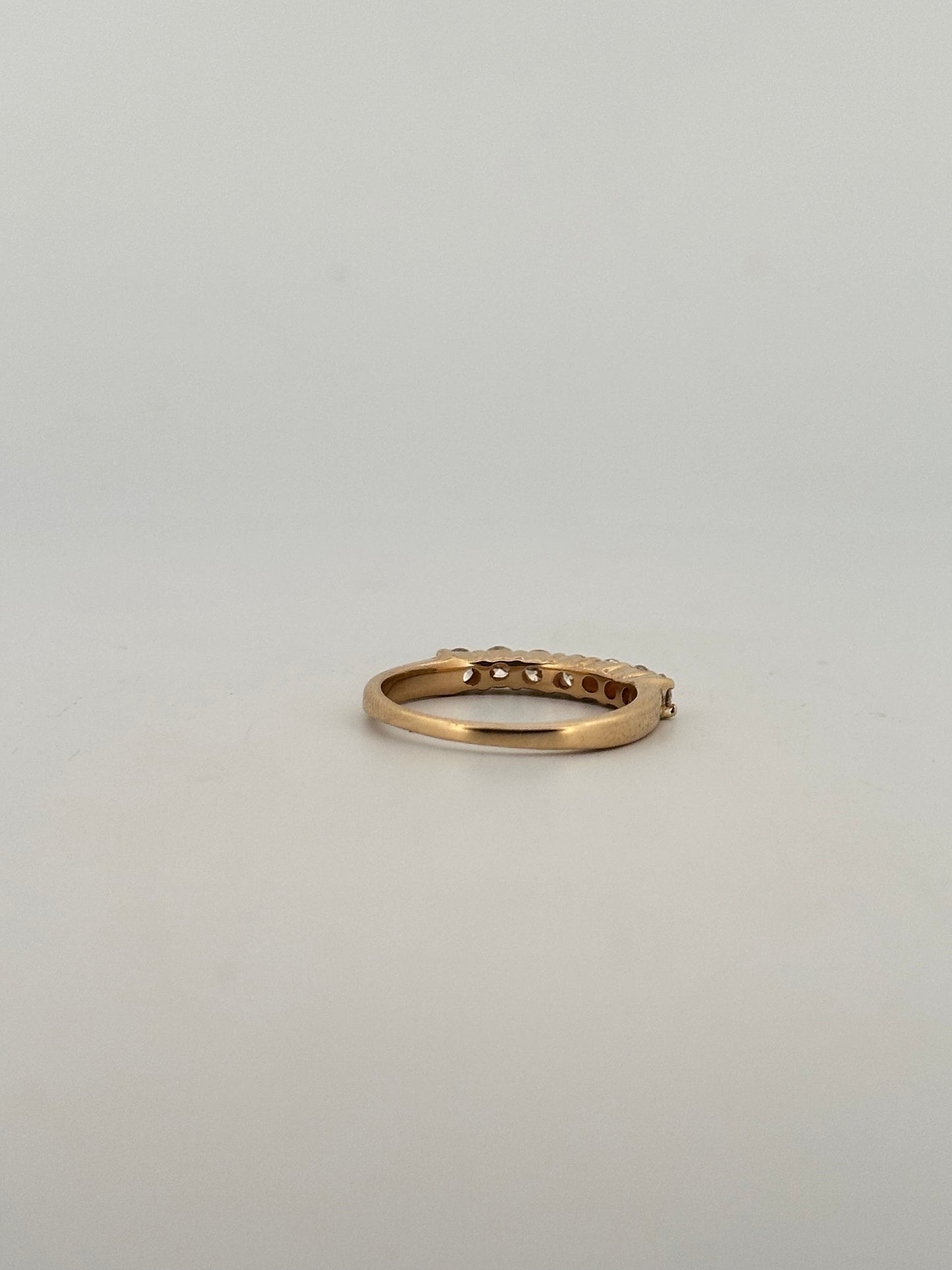 Vintage natural diamond half eternity band stacker in 14k yellow gold