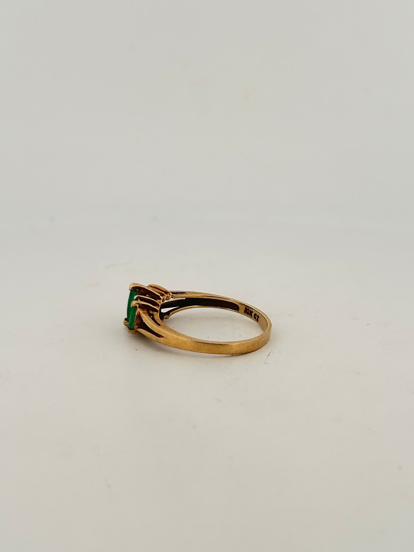 Vintage emerald and diamond ring in 10k yellow gold circa 1970s