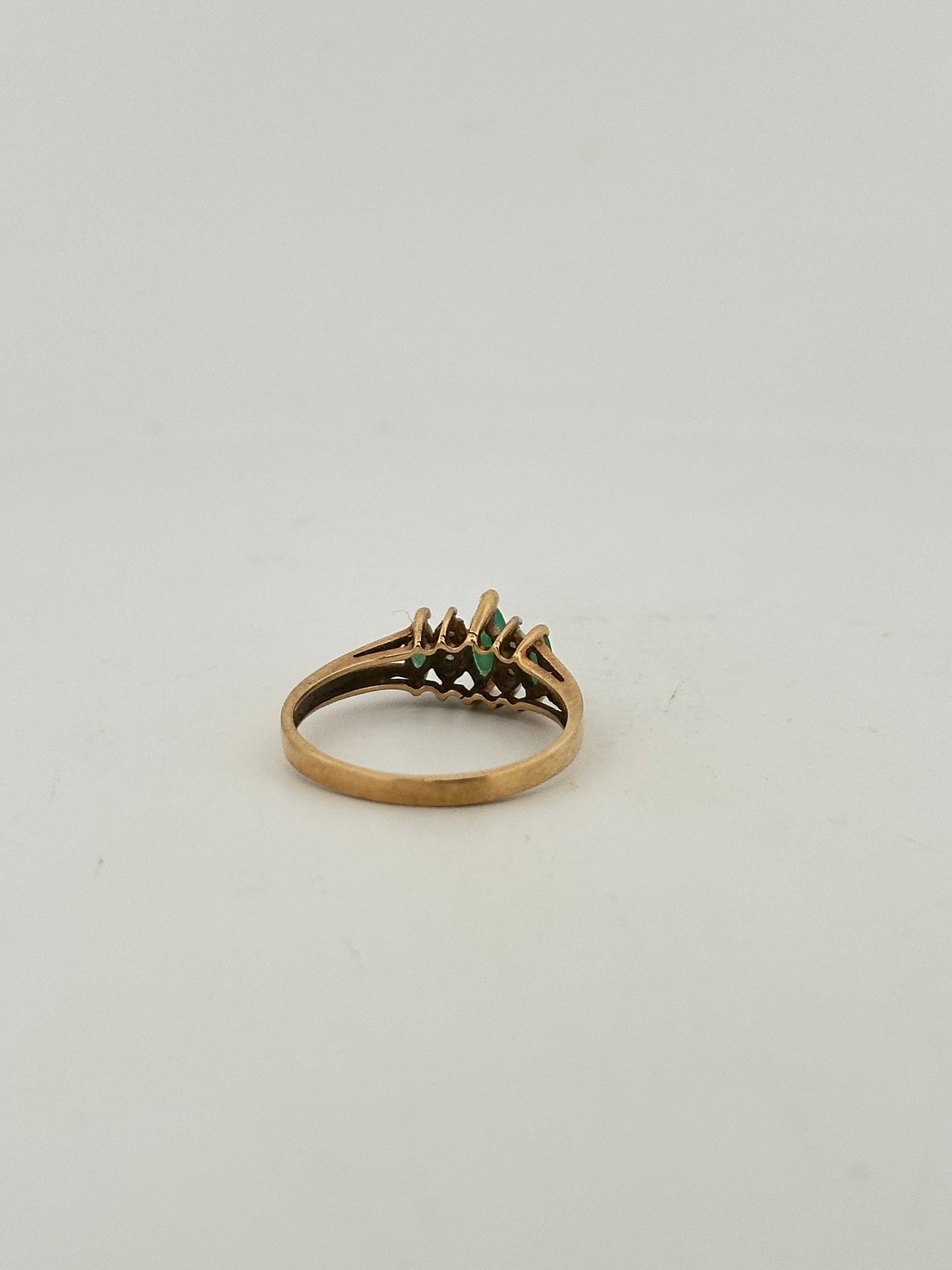 Vintage emerald and diamond ring in 10k yellow gold circa 1970s