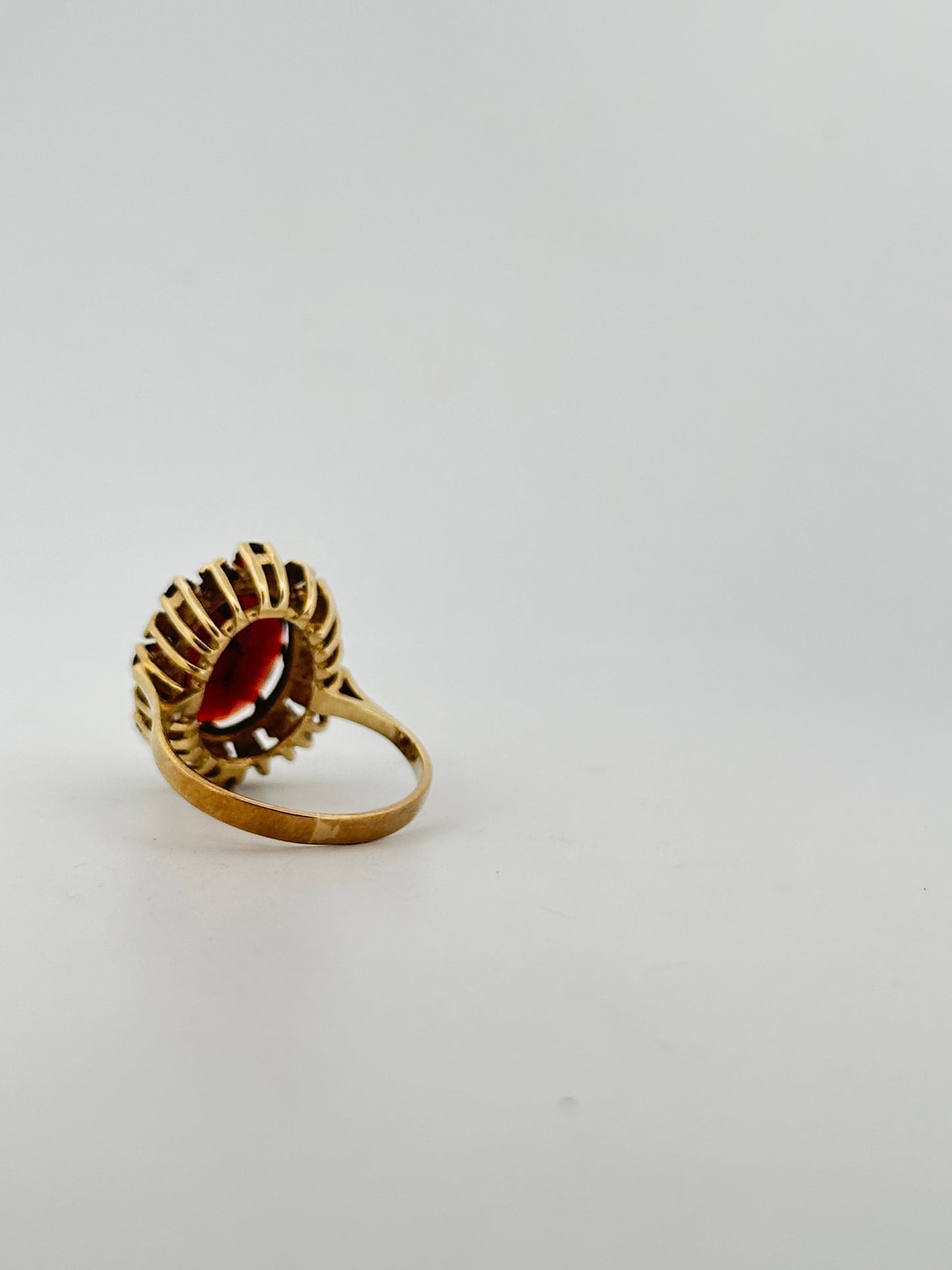 Vintage natural darker cocktail ring in 9k yellow gold