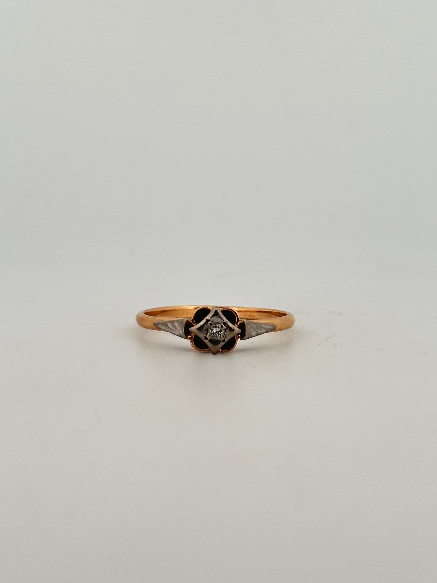 Vintage diamond solitaire ring in 14k with USSR stamp