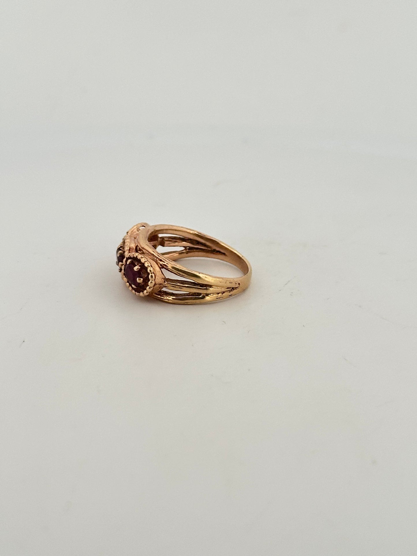 Vintage Victorian revival Ruby ring in 10k yellow gold