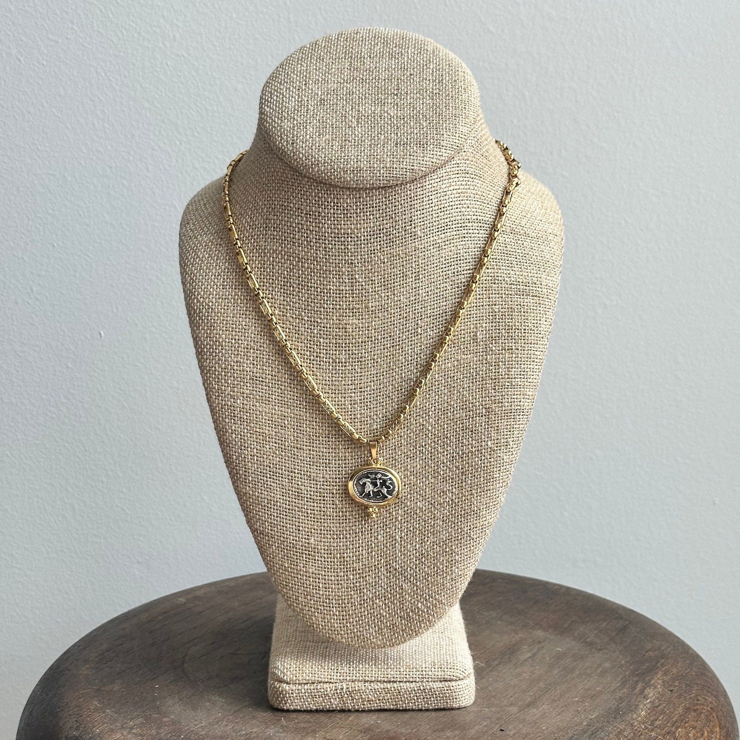 vintage coin charm pendant necklace - gold filled