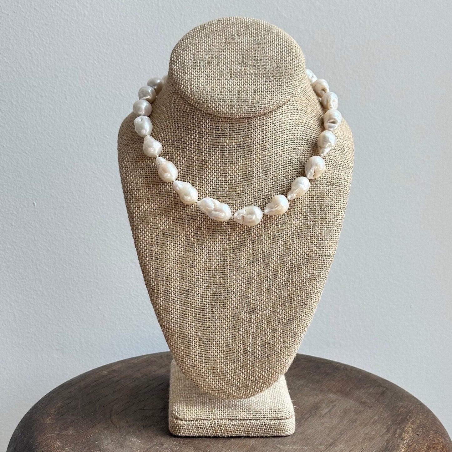 freshwater baroque pearl statement necklace - Handstrung pearl necklace