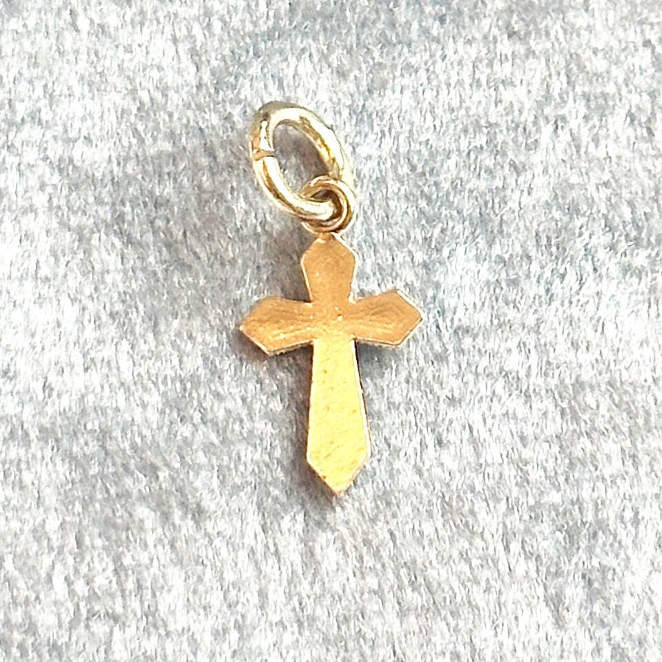 vintage 10k solid yellow gold cross charm