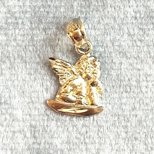 vintage 10k solid yellow gold cherub angel charm