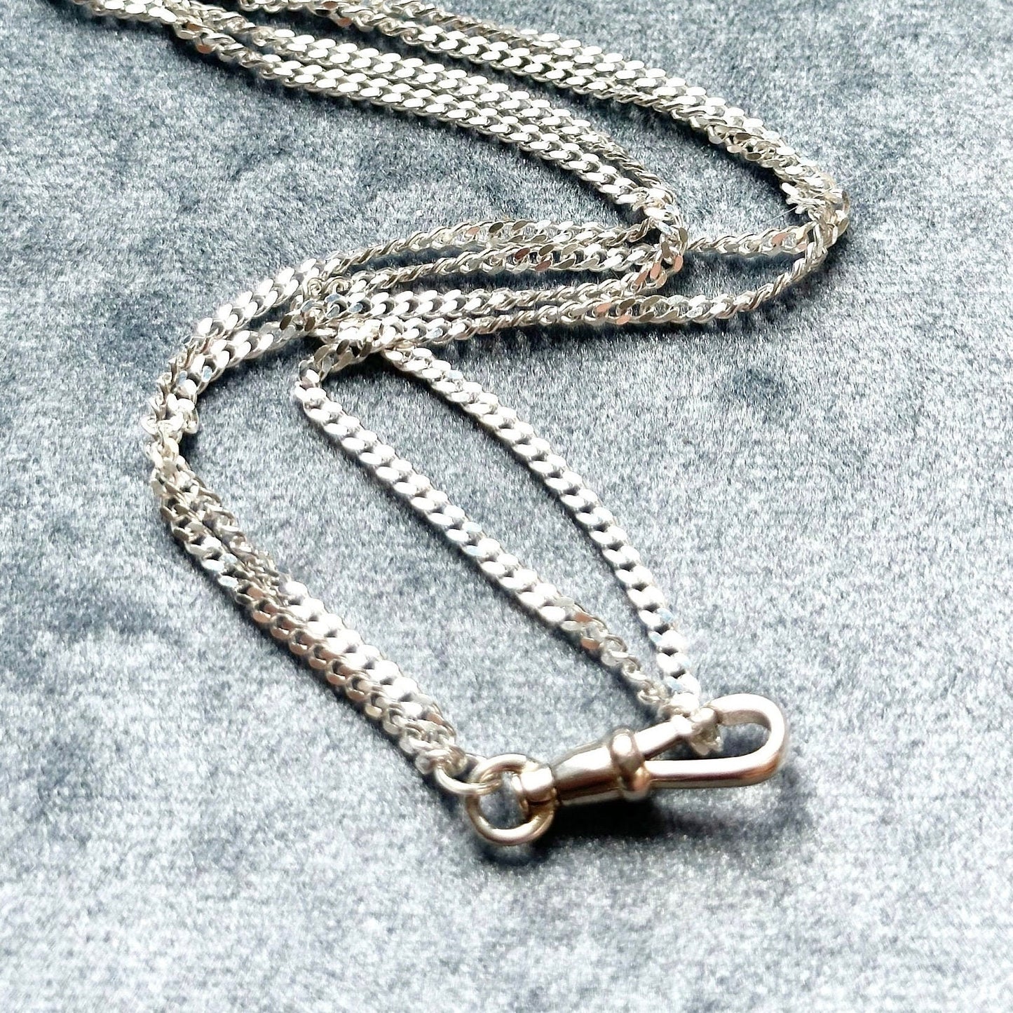 Fob clip double chain charm holder necklace - sterling silver - handmade carbainer chain necklace customizable