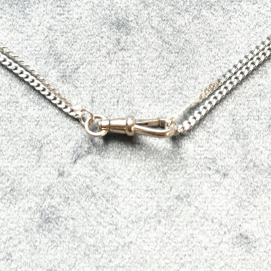 Fob clip double chain charm holder necklace - sterling silver - handmade carbainer chain necklace customizable