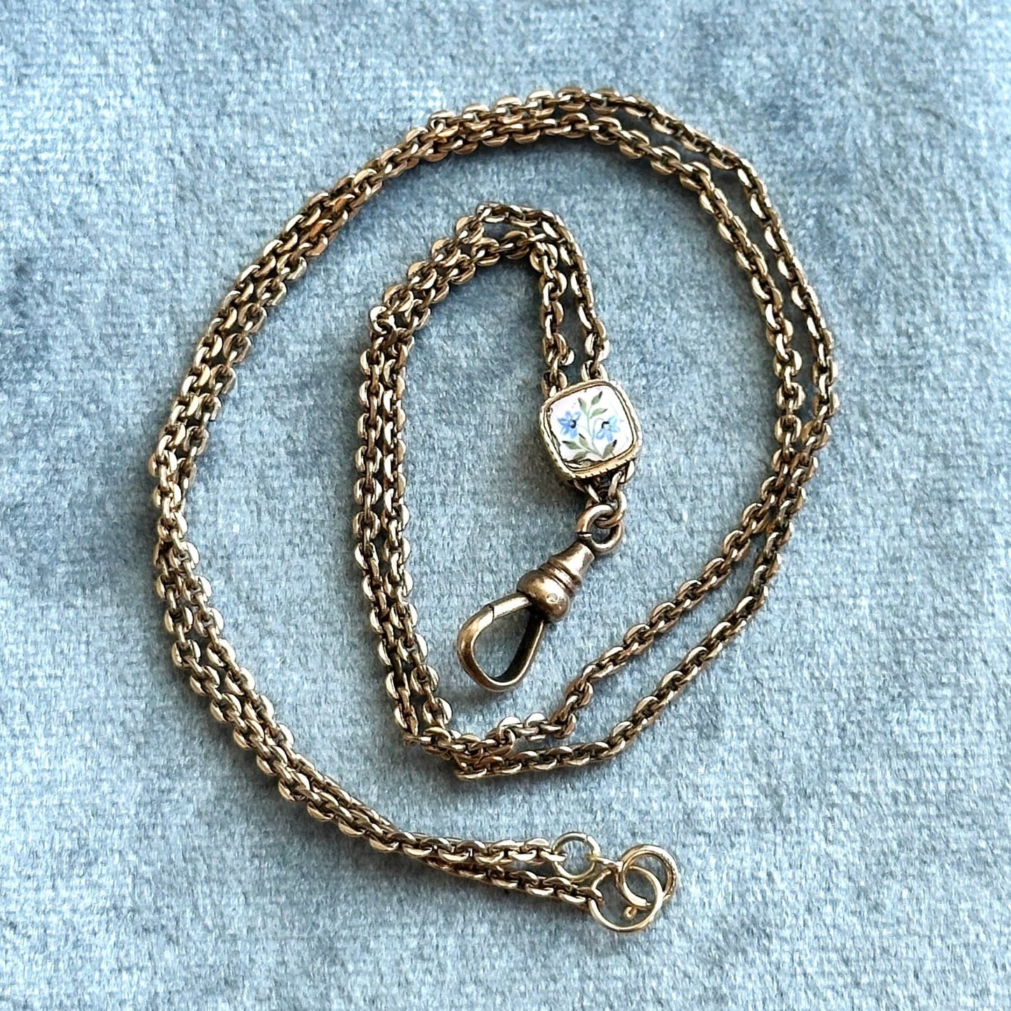 antique Victorian watch chain neclace - reworked gold filled slider chain - charm holder necklace