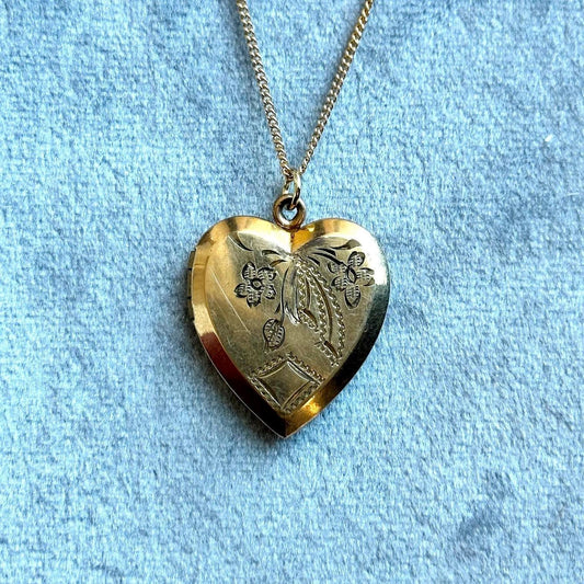 Vintage gold filled heart locket necklace