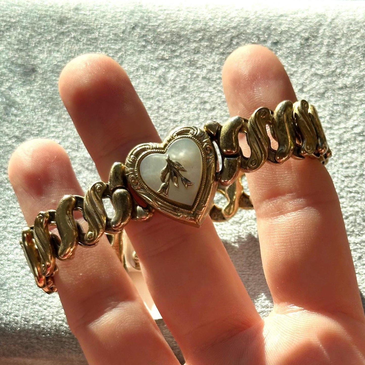 vintage sweetheart bracelet - 1942 gold filled expandable cuff bracelet