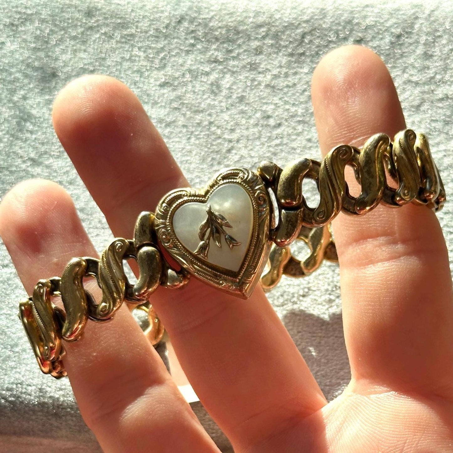 vintage sweetheart bracelet - 1942 gold filled expandable cuff bracelet