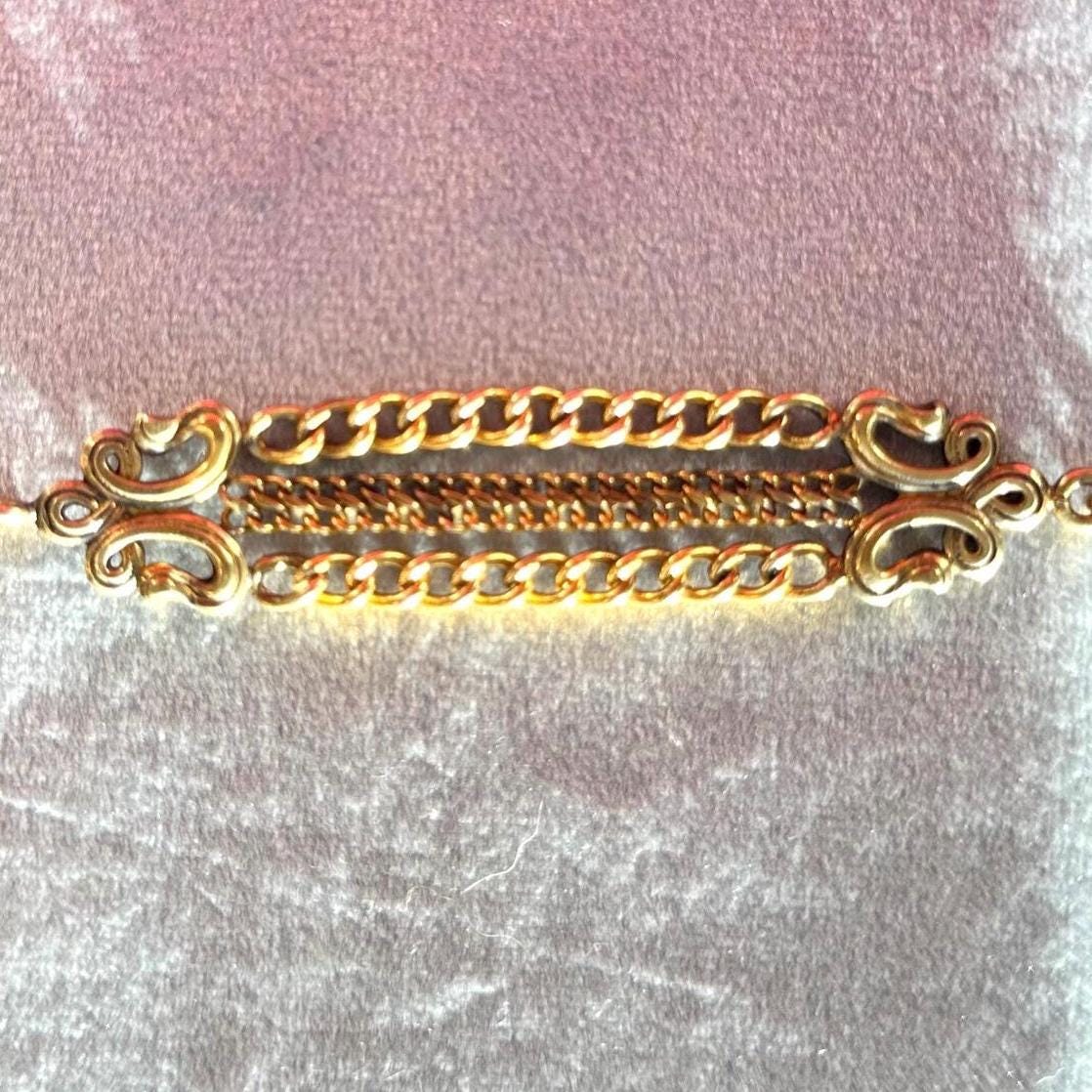 Antique Victorian gold filled link bracelet - reworked watch chain chatelain link bracelet