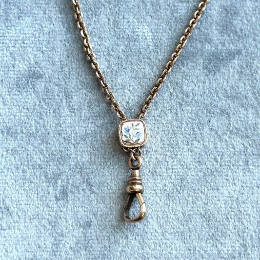 antique Victorian watch chain neclace - reworked gold filled slider chain - charm holder necklace