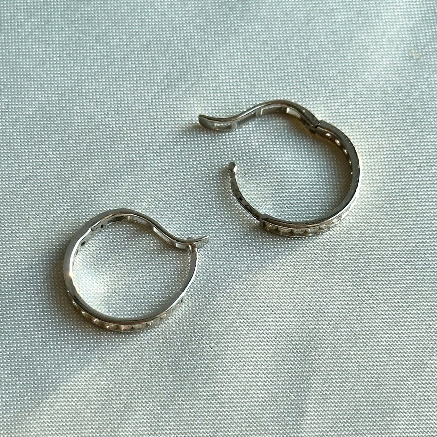 white gold and diamond hoops - 10k white gold and natural diamonds 3/4 of a carat per earring