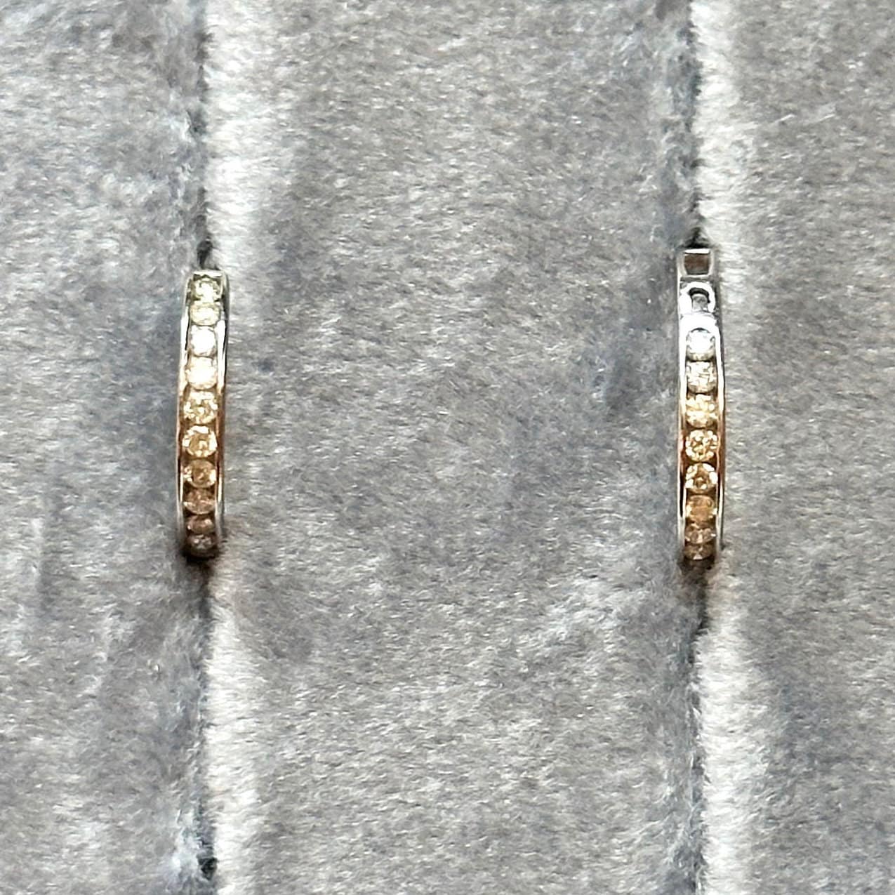 white gold and diamond hoops - 10k white gold and natural diamonds 3/4 of a carat per earring