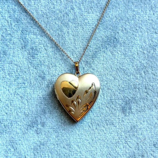 Vintage gold filled heart locket necklace