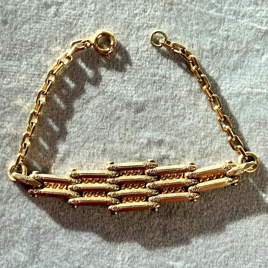 Antique Victorian gold filled link bracelet - reworked watch chain chatelain link bracelet