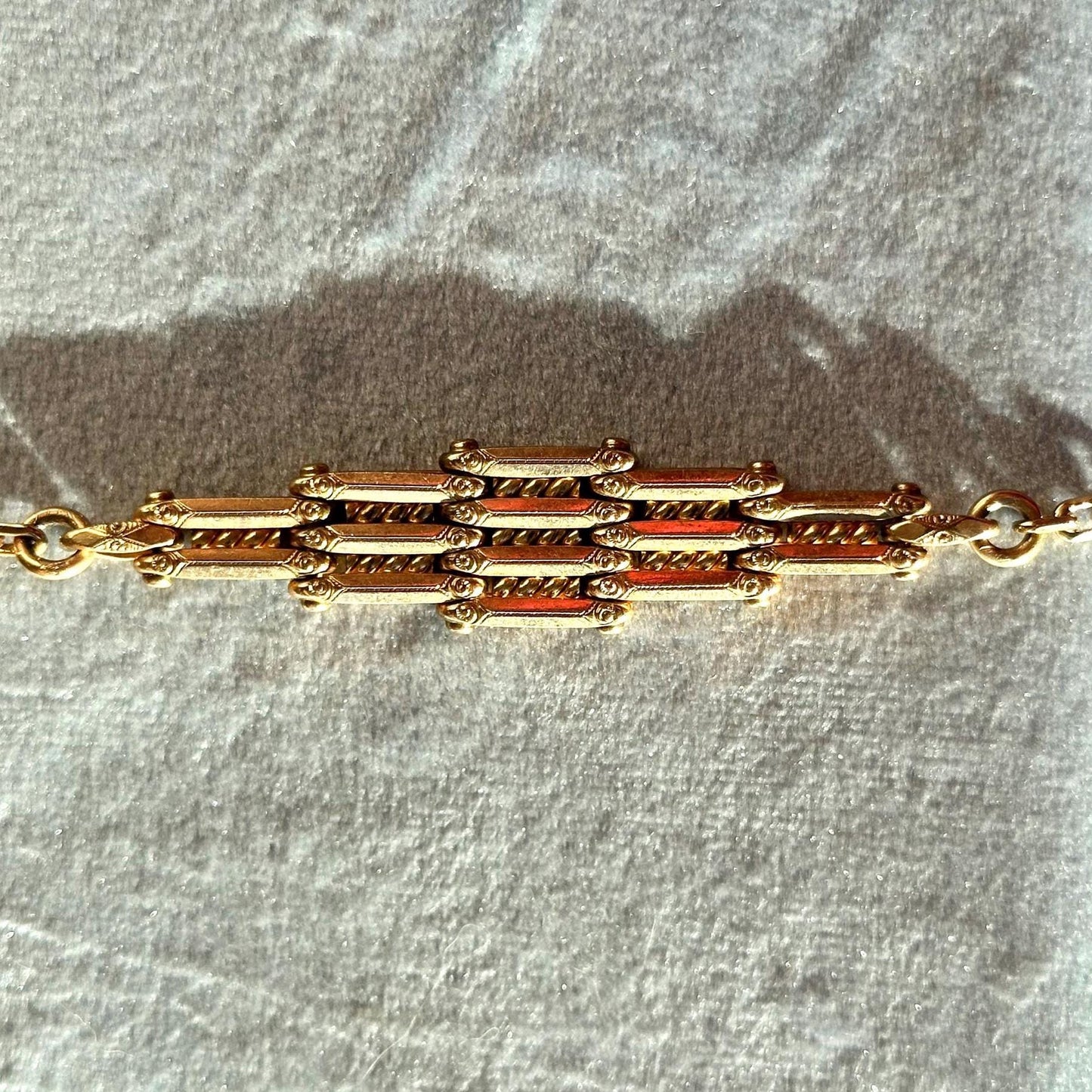 Antique Victorian gold filled link bracelet - reworked watch chain chatelain link bracelet